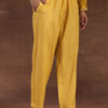 Mustard Embroidered Silk Blend A-Line Kurta With Palazzos & Dupatta